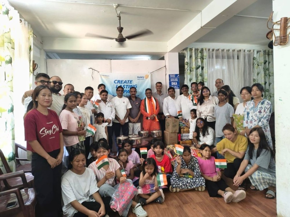 Officials along with children of Prodigal’s Home in Dimapur on August 15.